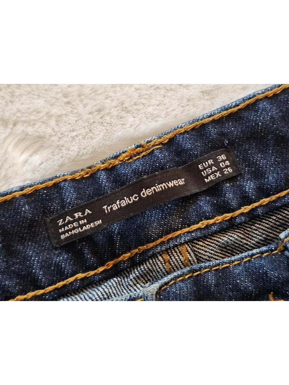 ZARA Trafaluc Cigarette Cuff Faux Pearl Jeans US 4 - Picture 3 of 6